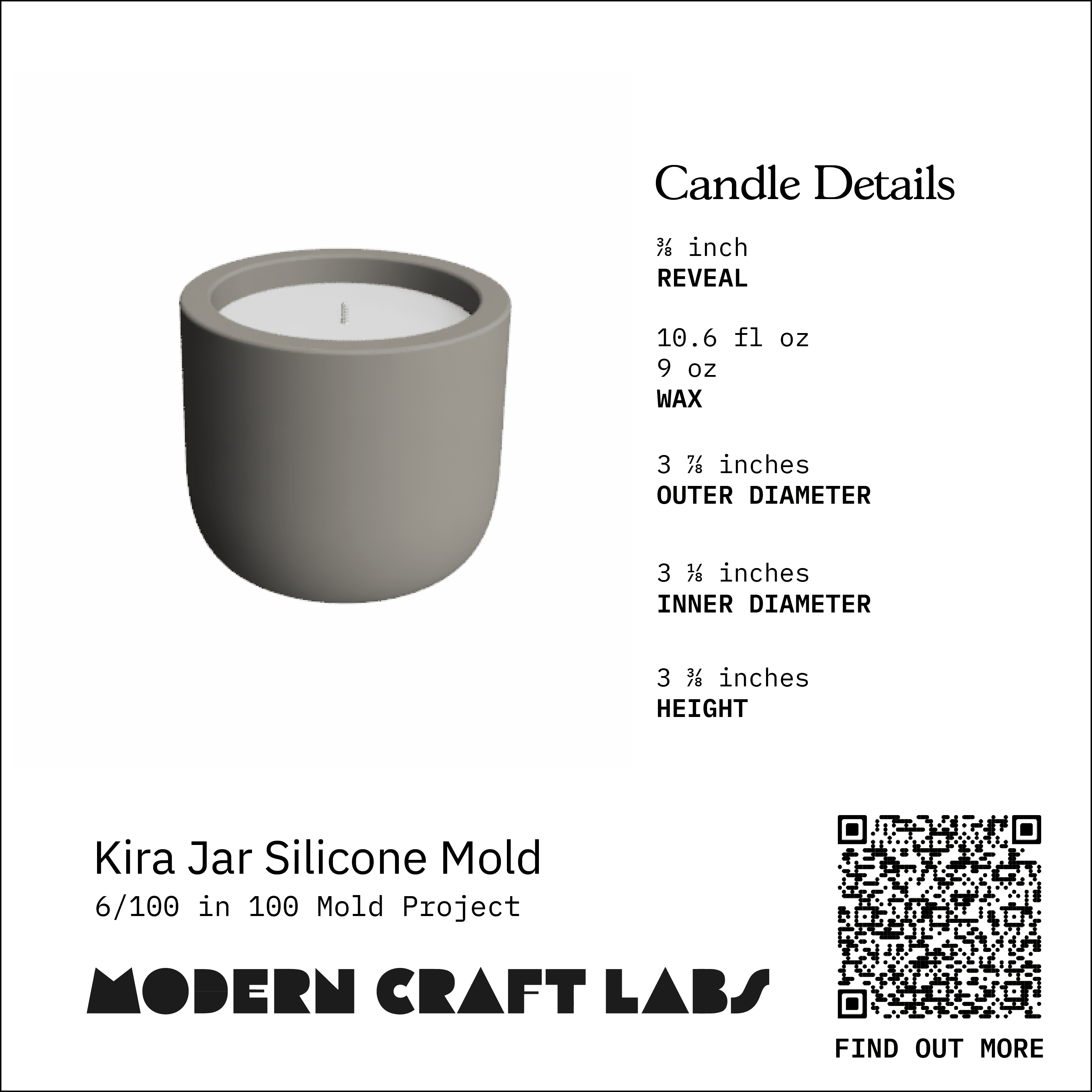 Kira Jar Silicone Mold 6/100 - Modern Craft Labs