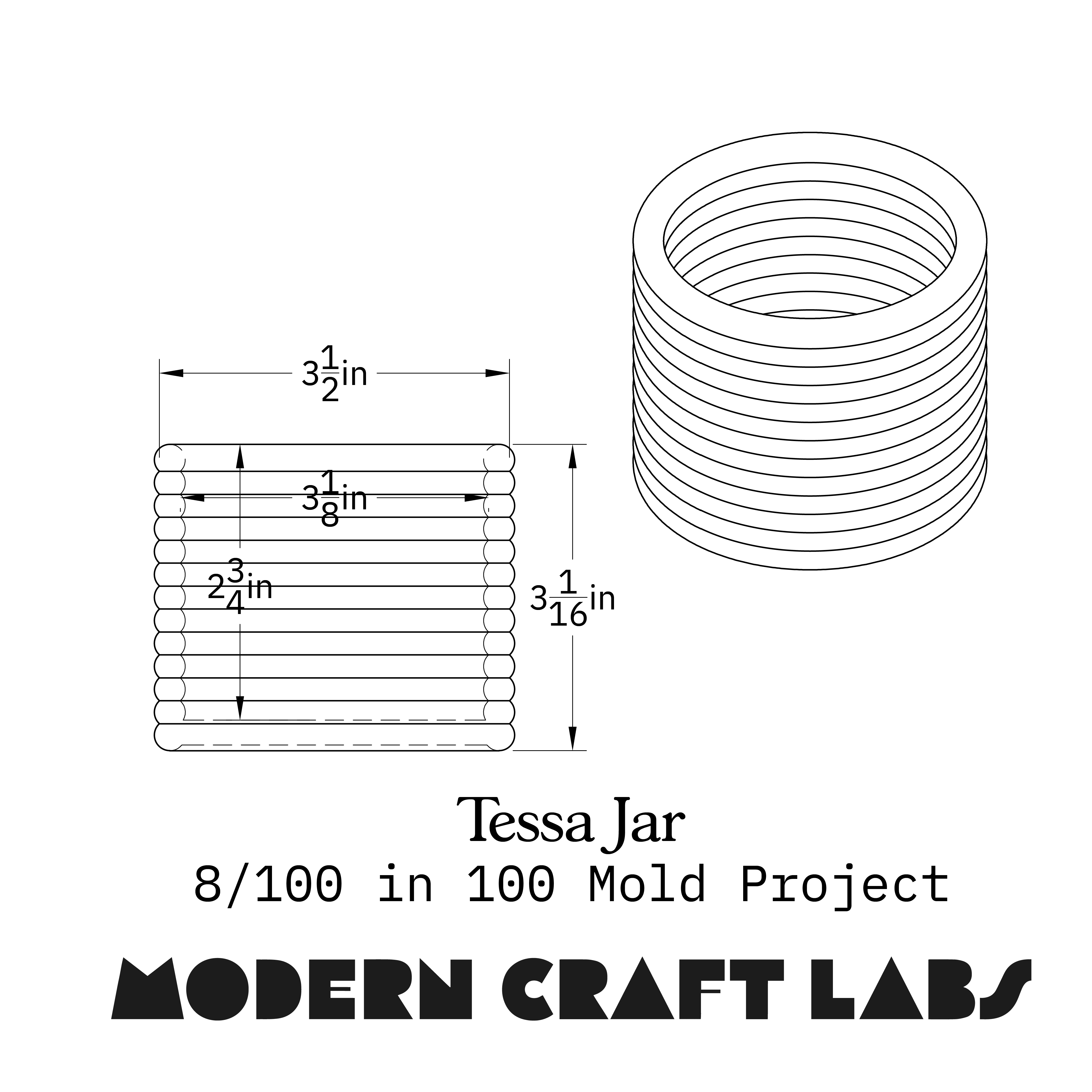 Tessa Jar Silicone Mold 8/100 - Modern Craft Labs