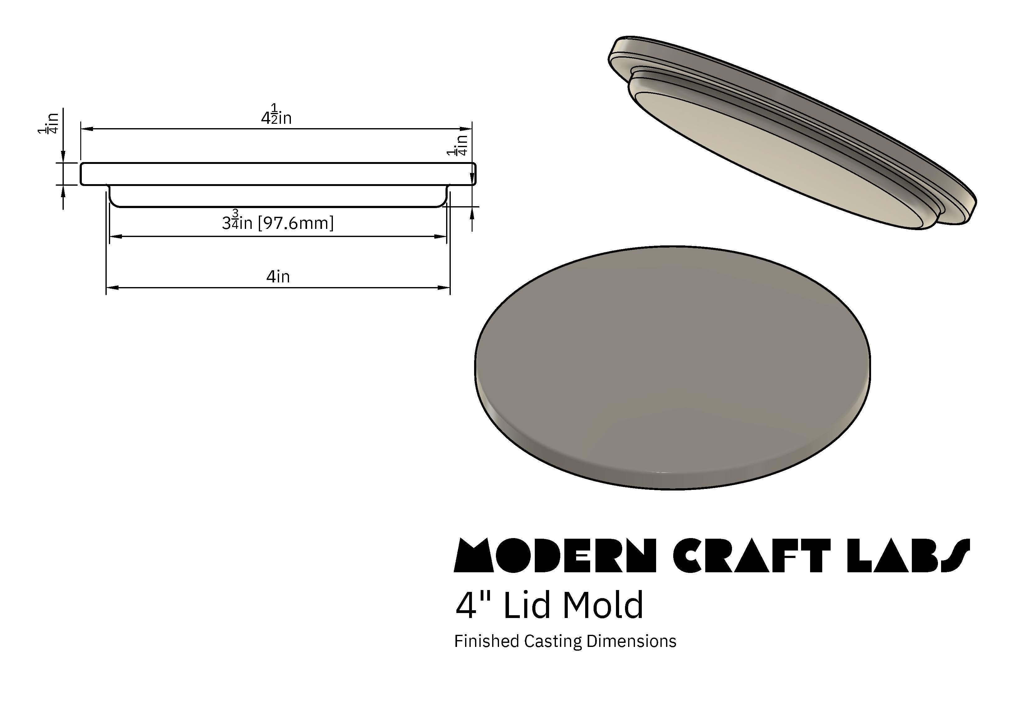 4" Lid Silicone Mold - Modern Craft Labs