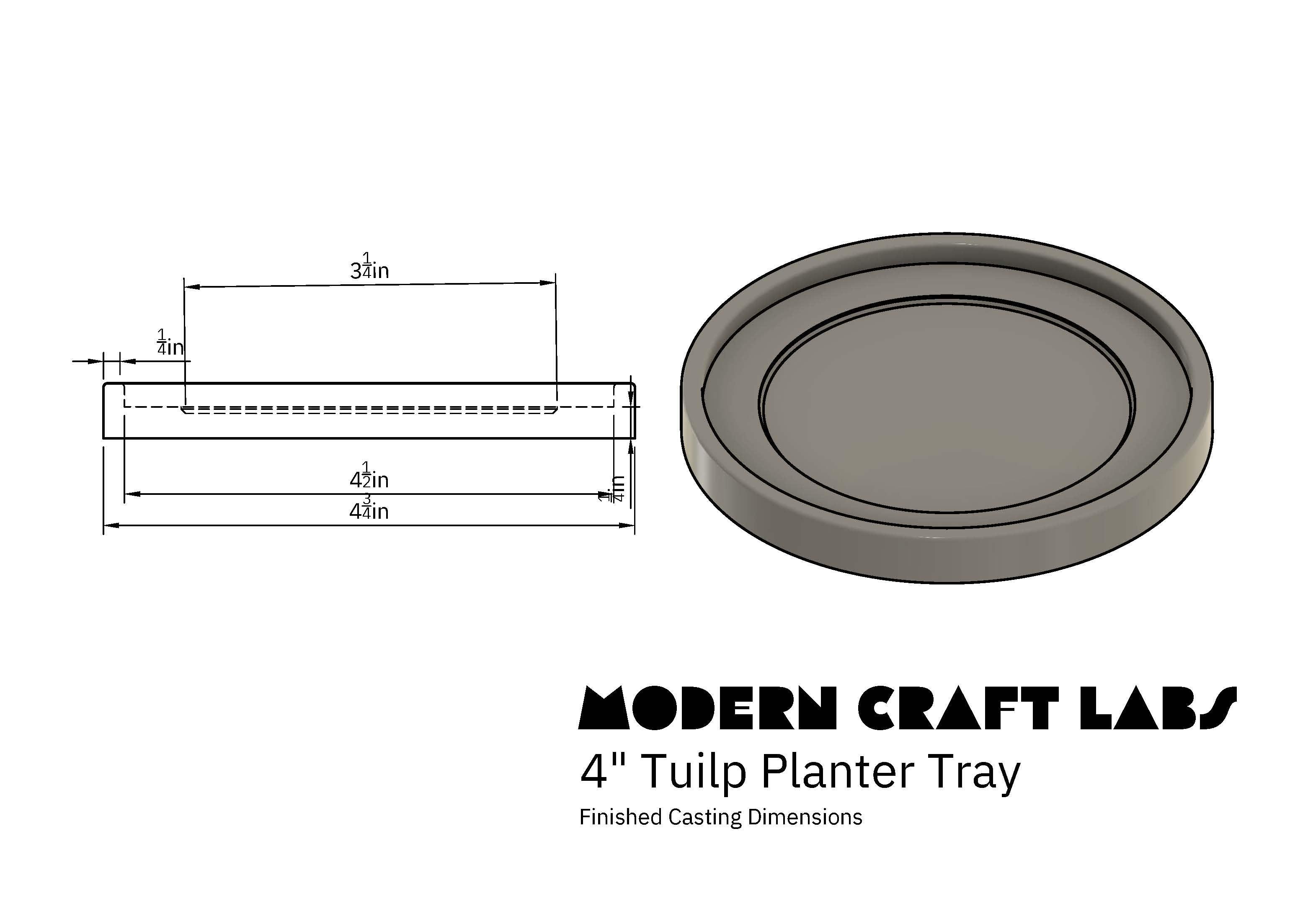 Tulip Pot Tray Mold - Modern Craft Labs