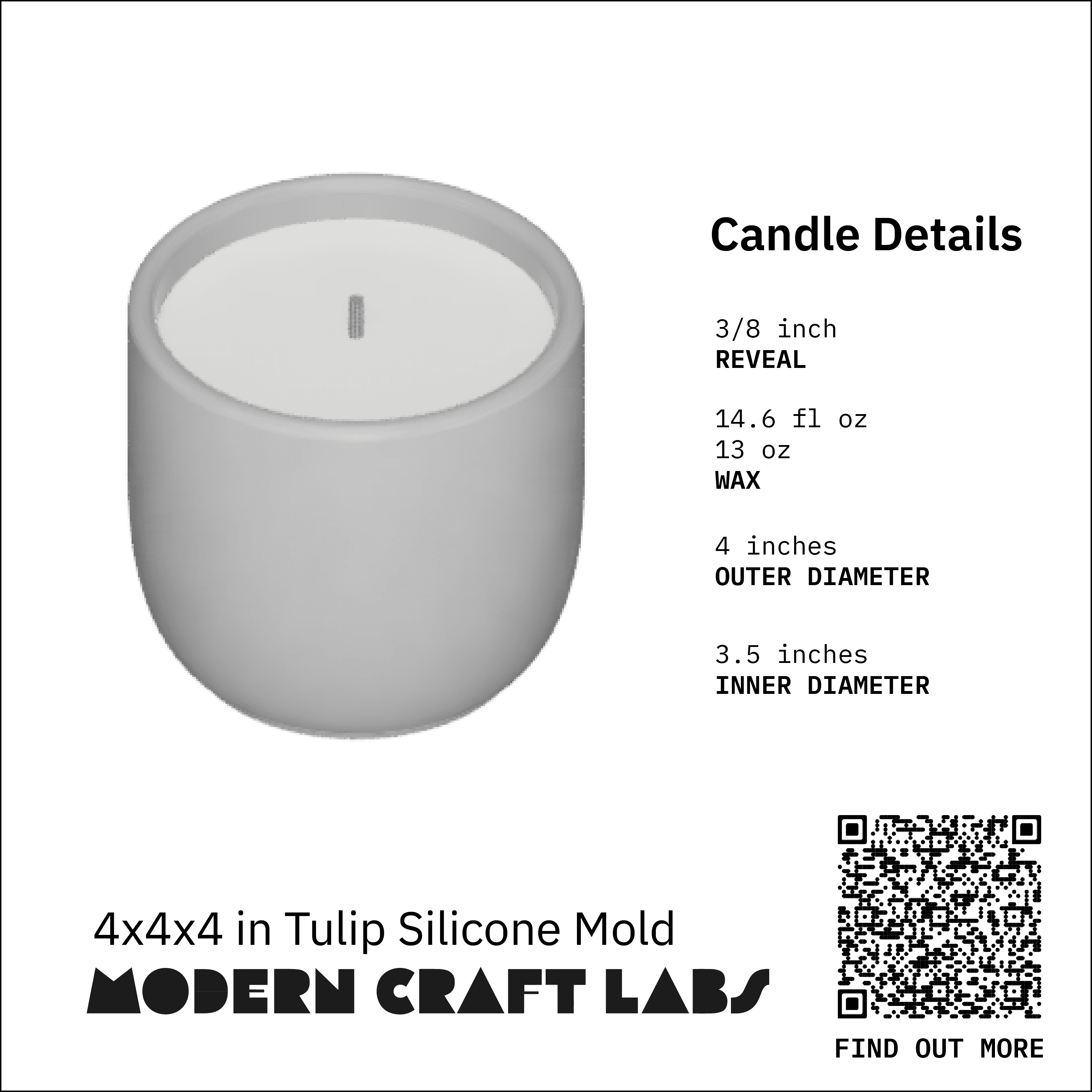 Tulip Silicone Mold 4"x4"x4" Gift Box Size - Modern Craft Labs